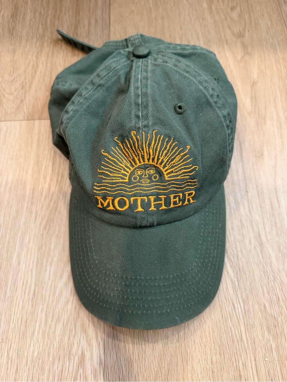 Mother denim Green Baseball Cap with Yellow Sun Embroidery - MOTHER